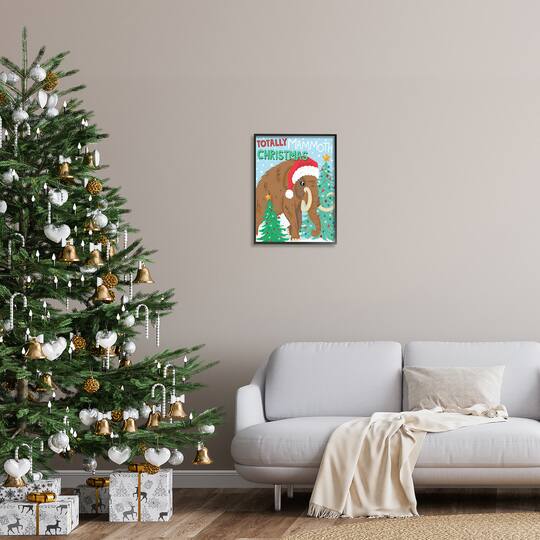 Stupell Industries Totally Mammoth Christmas Scene Framed Giclee Art